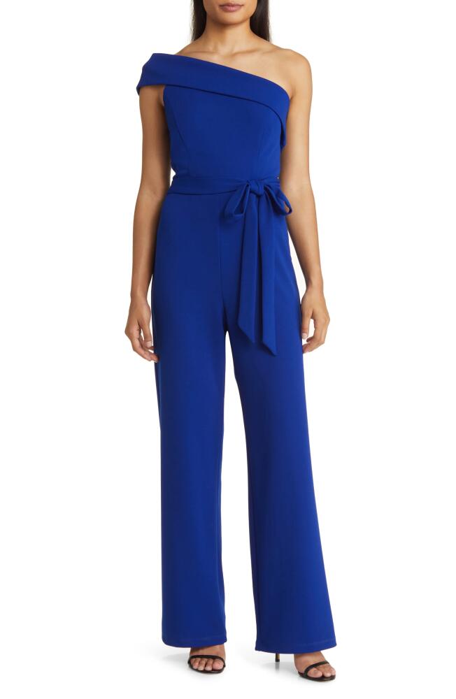 Marina One-Shoulder Belted Jumpsuit in Cobalt Cover