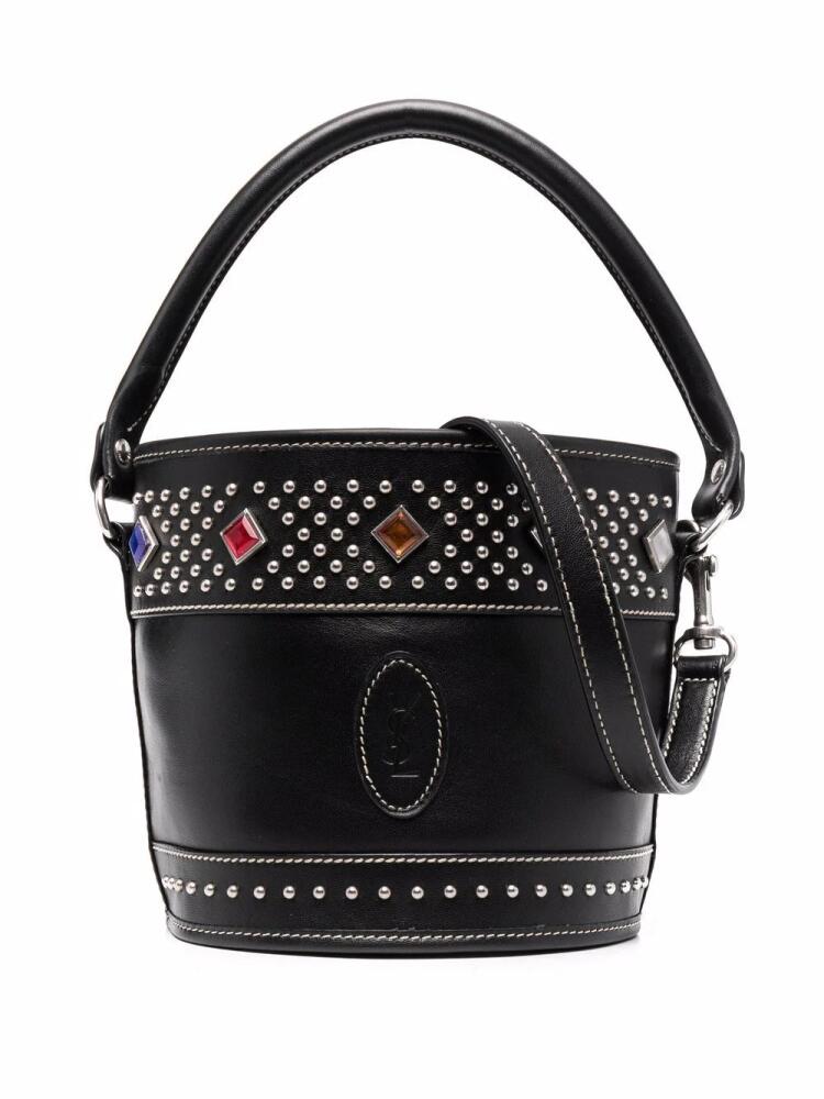 Saint Laurent Bahia studded leather bucket bag - Black Cover