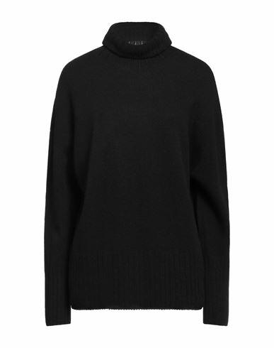 Aragona Woman Turtleneck Black Virgin Wool, Cashmere Cover