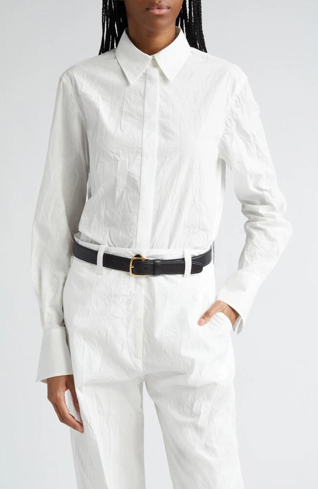 Proenza Schouler Allen Crinkle Cotton Blend Gabardine Button-Up Shirt in White Cover