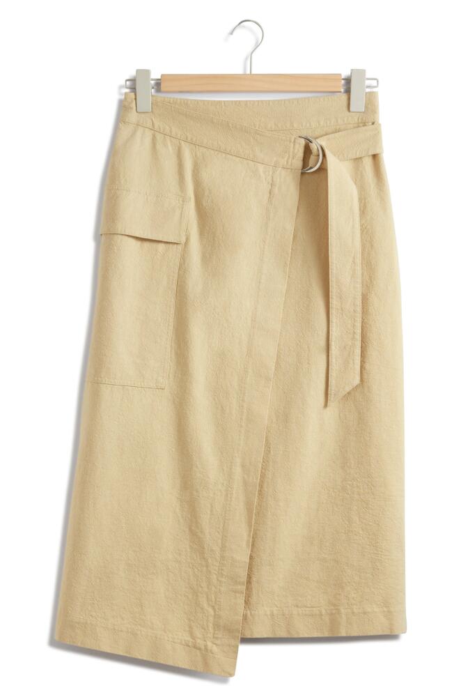 & Other Stories Belted Asymmetric Midi Skirt in Beige Dusty Light Cover