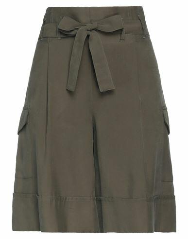 D. exterior Woman Shorts & Bermuda Shorts Dark green Viscose, Polyester Cover