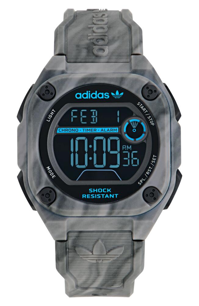 adidas City Tech Two Resin Strap Watch, 45mm in Gray Cover