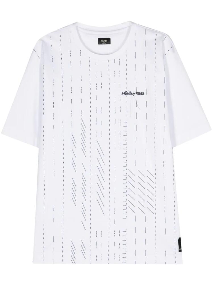 FENDI embroidered-logo cotton T-shirt - White Cover