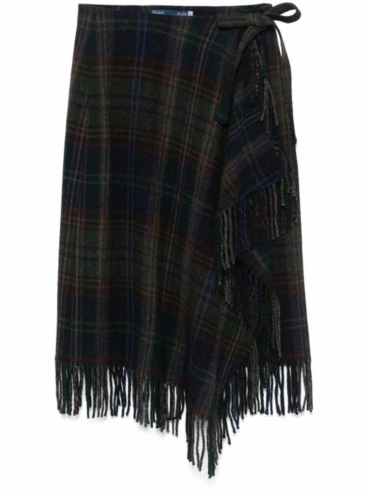 Polo Ralph Lauren fringe-trim plaid wrap skirt - Blue Cover