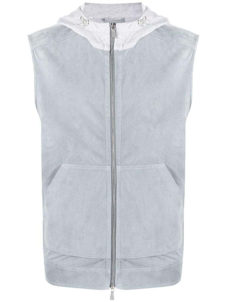 Eleventy pouch-pocket hooded gilet - Blue Cover