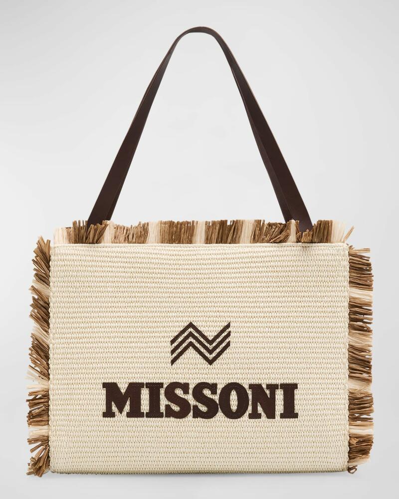 Missoni Medium Fringe Logo Straw Tote Bag Cover