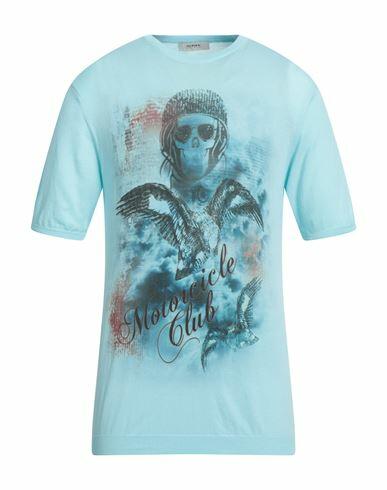 Alpha Studio Man T-shirt Sky blue Cotton Cover