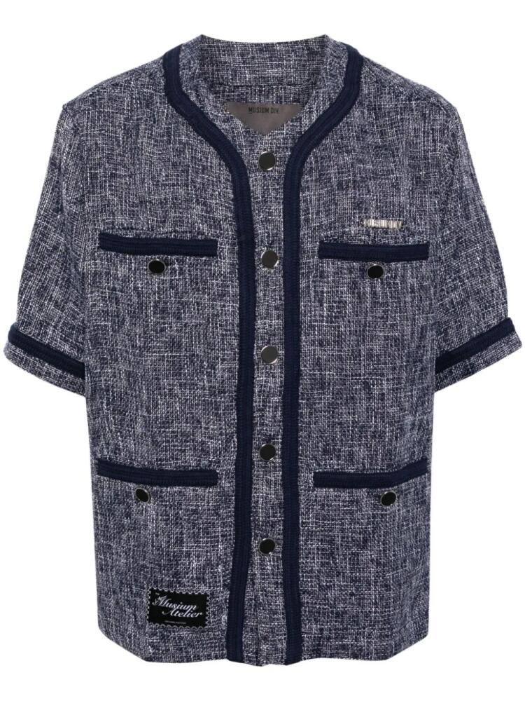 Musium Div. collarless tweed shirt - Blue Cover