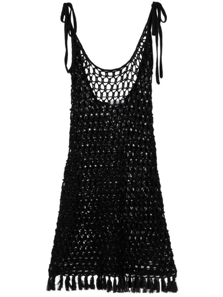 Marysia scoop-neck open-knit minidress - Black Cover