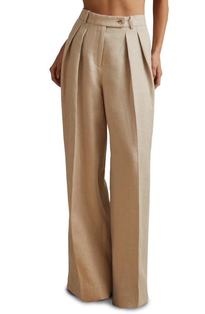 Reiss Cassie Wide Leg Linen Trousers in Natural Cover