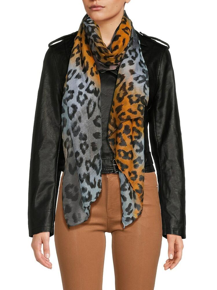 La Fiorentina Women's Ombré Leopard Print Scarf - Orange Cover