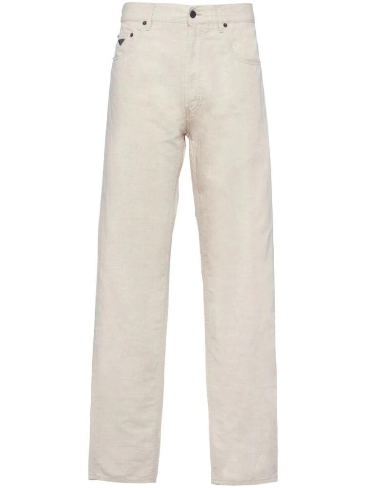 Prada Chambray mid-rise straight-leg trousers - Neutrals Cover