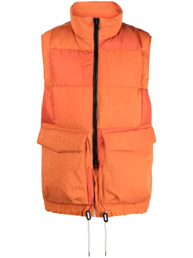 sacai suede-panel padded gilet - Orange Cover