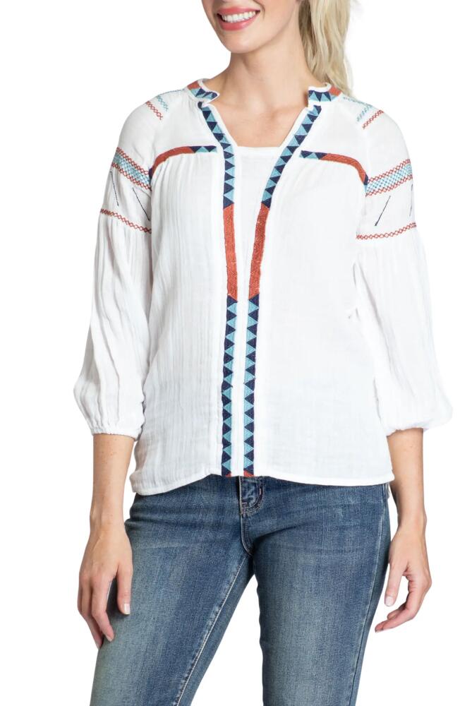 APNY Geometric Embroidered Top in White Multi Cover