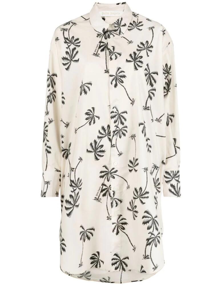 Palm Angels graphic-print cotton shirt dress - Neutrals Cover