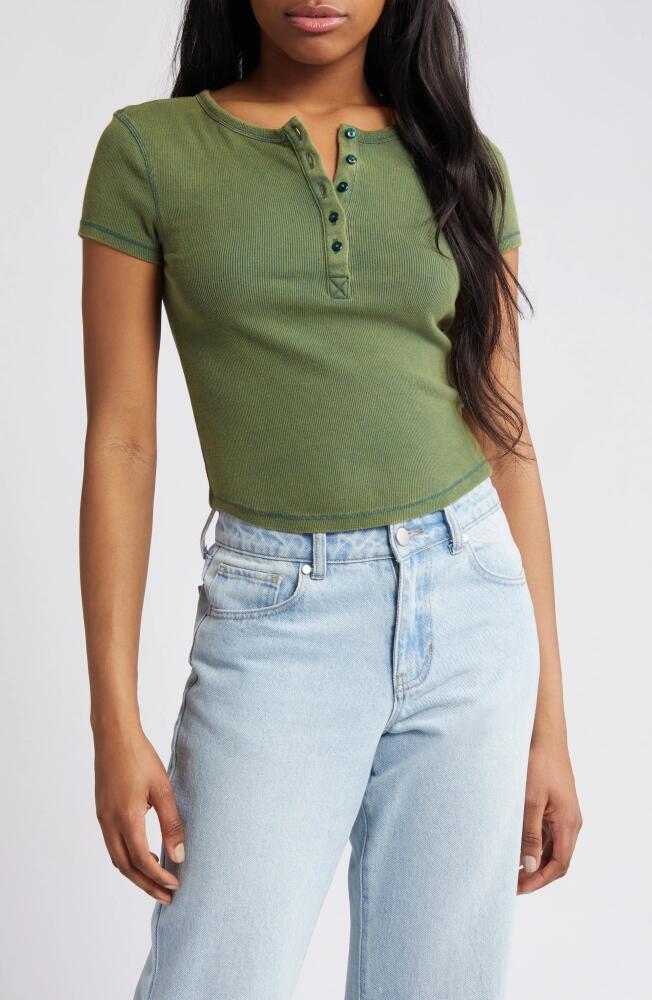 BDG Urban Outfitters Rib Henley T-Shirt in Khaki Cover