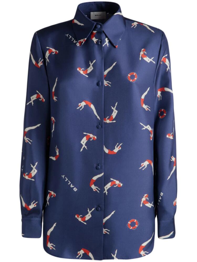 Bally silk swimmer-print shirt - Blue Cover