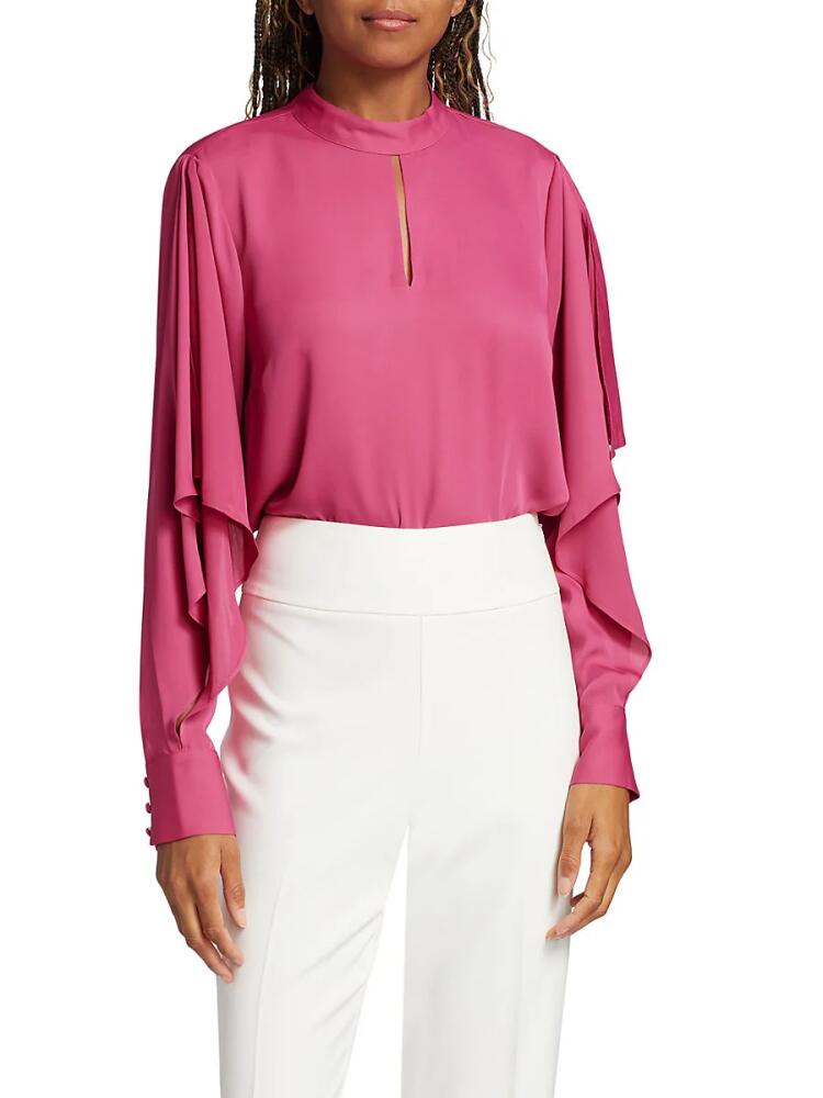 Elie Tahari Women's Mina Ruffled Keyhole Blouse - Ella Pink Cover