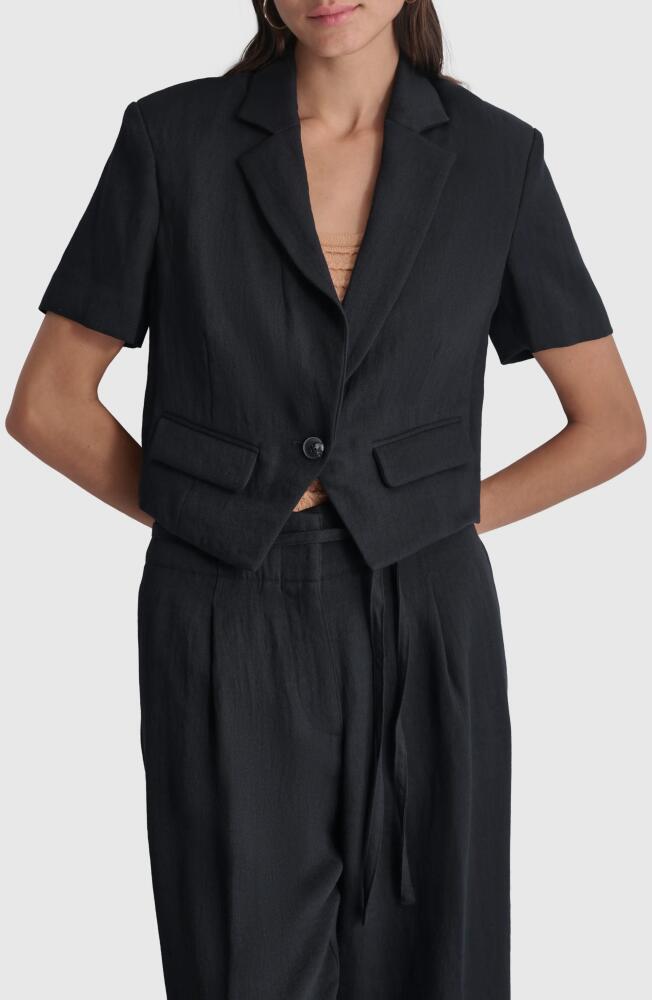 DKNY Short Sleeve Crop Blazer in Black Cover