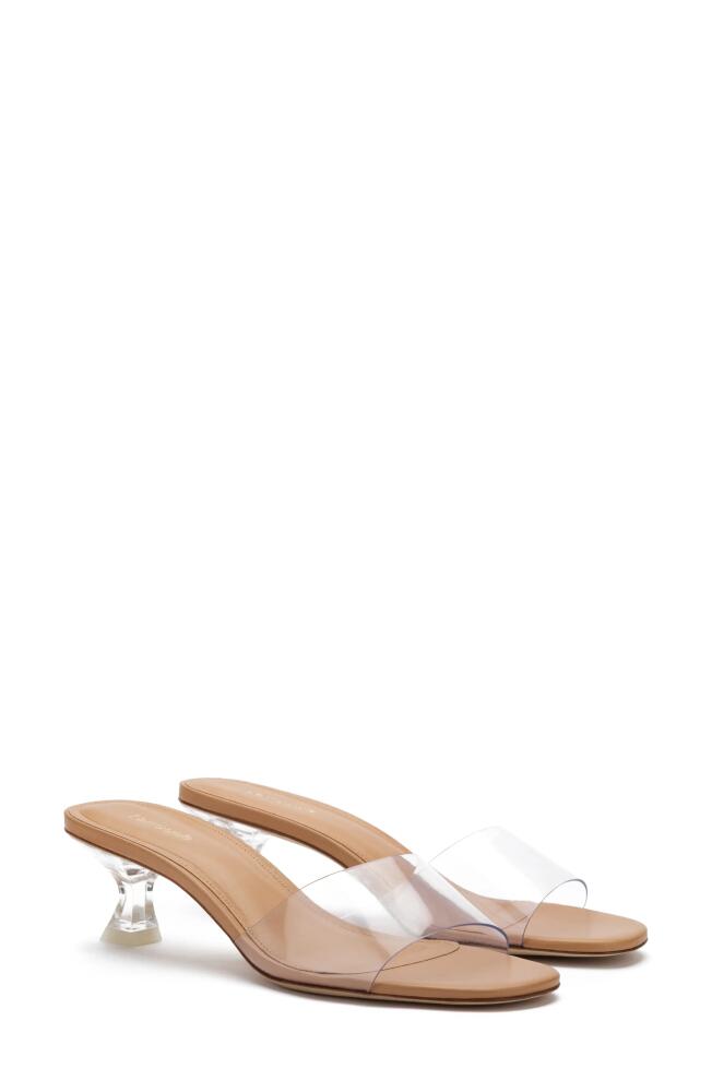 Larroudé Vivi Kitten Heel Slide Sandal in Tan Cover