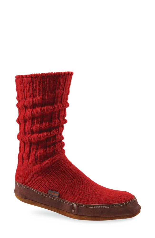 Acorn Slipper Socks in Crimson Rag Wool Cover