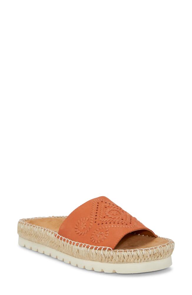 Lucky Brand Lemana Espadrille Platform Slide Sandal in Brick Orange Icarus Cover