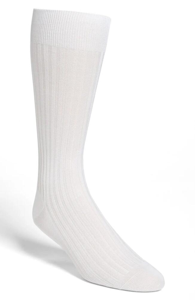 Pantherella Cotton Blend Mid Calf Dress Socks in White 08 Cover