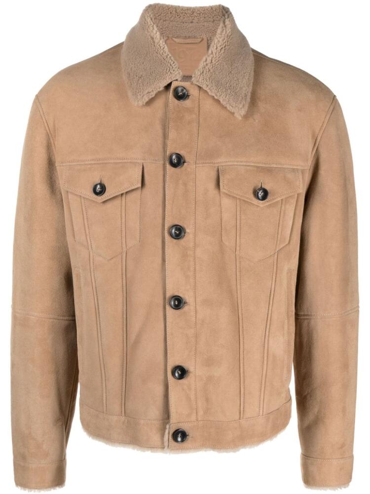 Desa 1972 straight-point collar leather jacket - Neutrals Cover