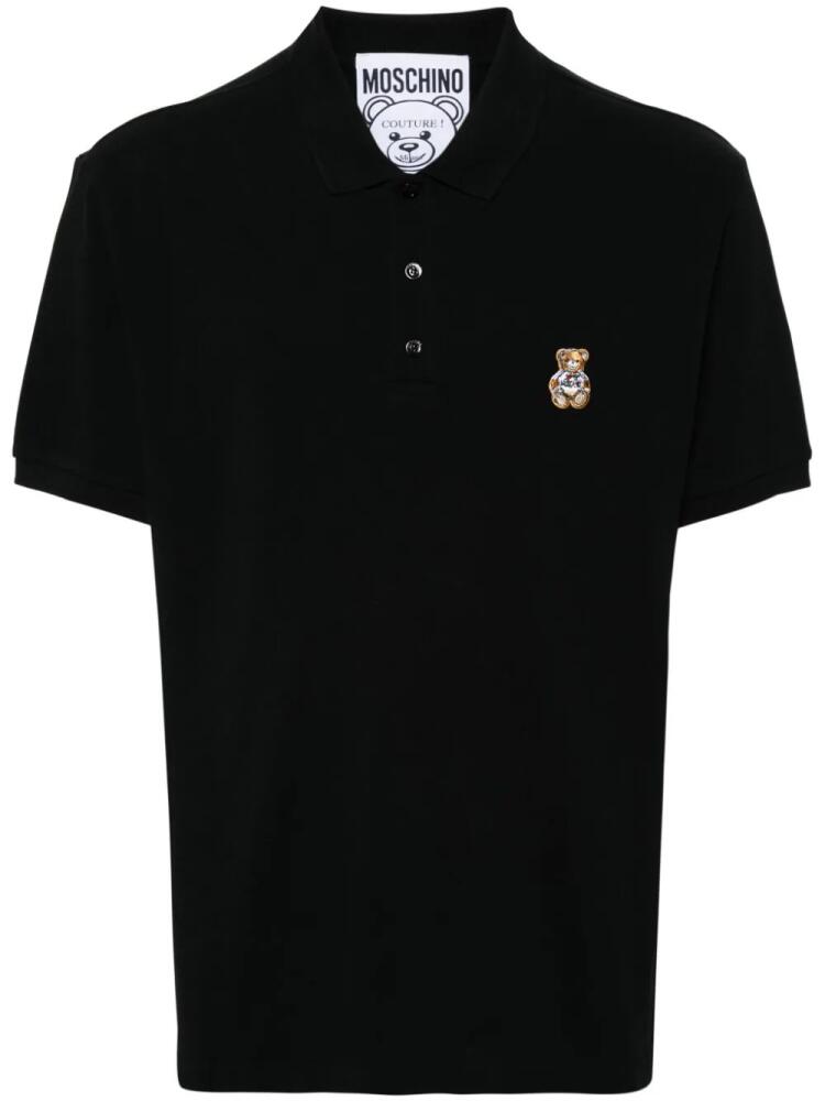 Moschino Teddy Bear-patch polo shirt - Black Cover