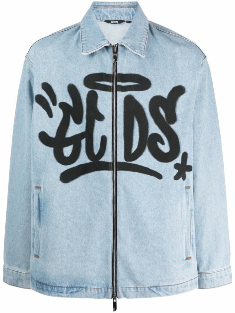 GCDS graffiti-print cotton denim jacket - Blue Cover