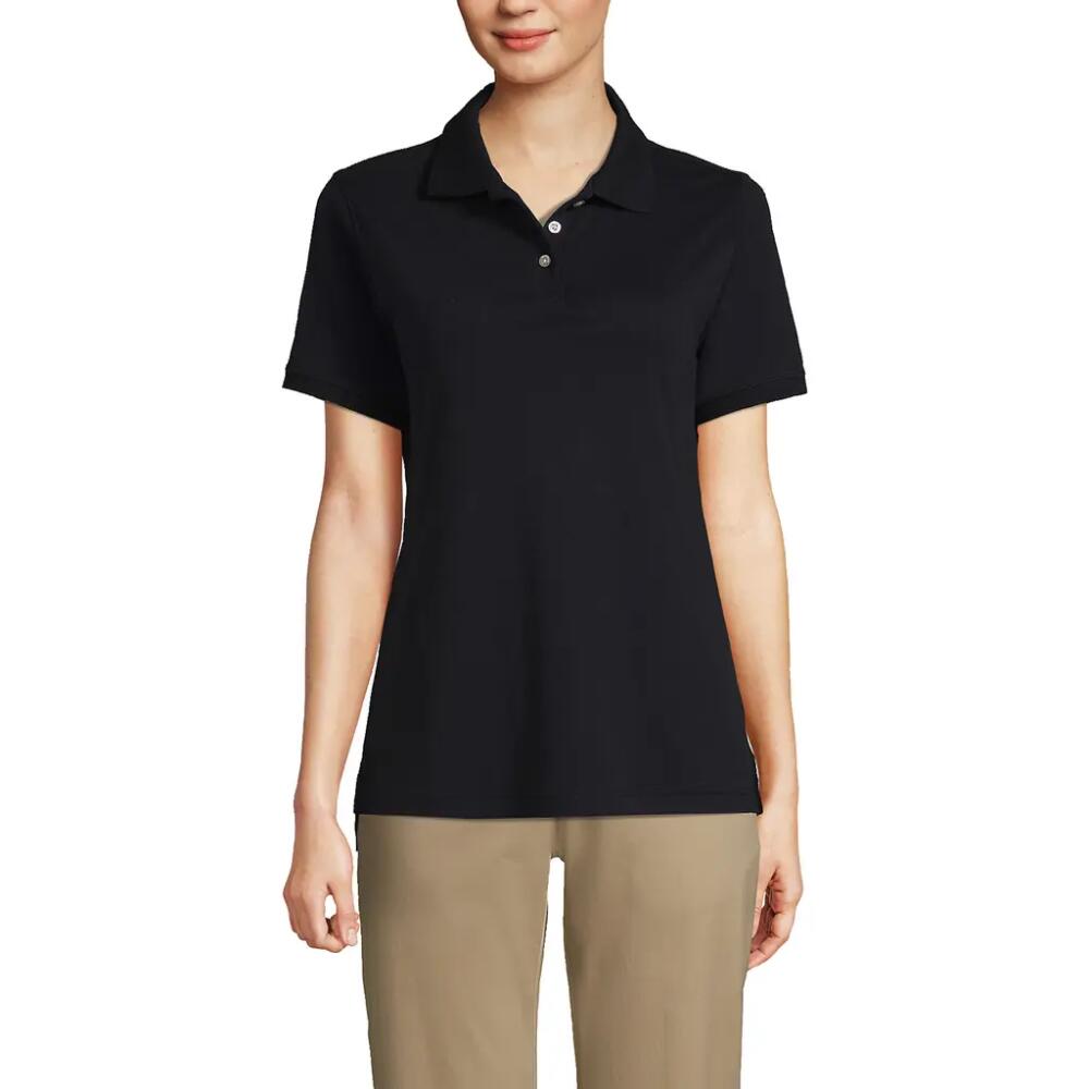 Lands' End School Uniform Short Sleeve Interlock Polo Shirt in Black Cover