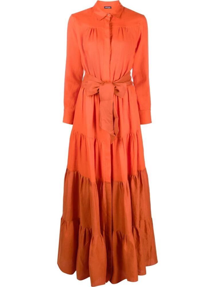 Kiton tiered maxi shirt dress - Orange Cover