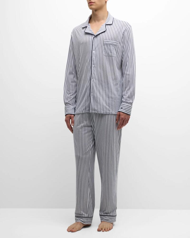 Petite Plume Men's Pima Cotton Stripe Long Pajama Set Cover