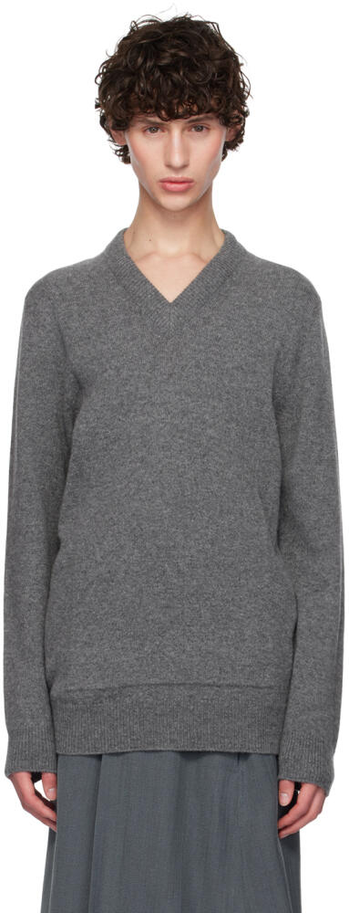 Jil Sander Gray V-Neck Sweater Cover