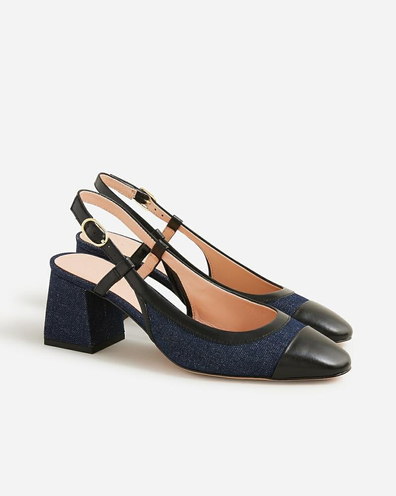 J.Crew Layne cap toe heels in washed denim Cover