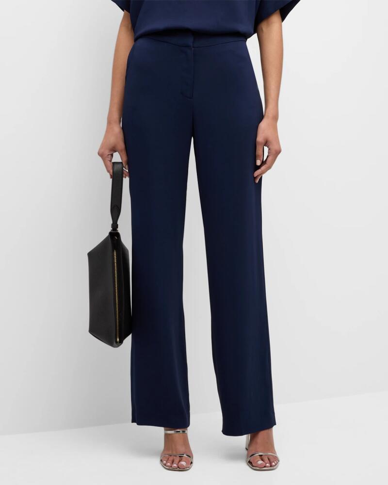 Natori Mid-Rise Straight-Leg Stretch Crepe Pants Cover