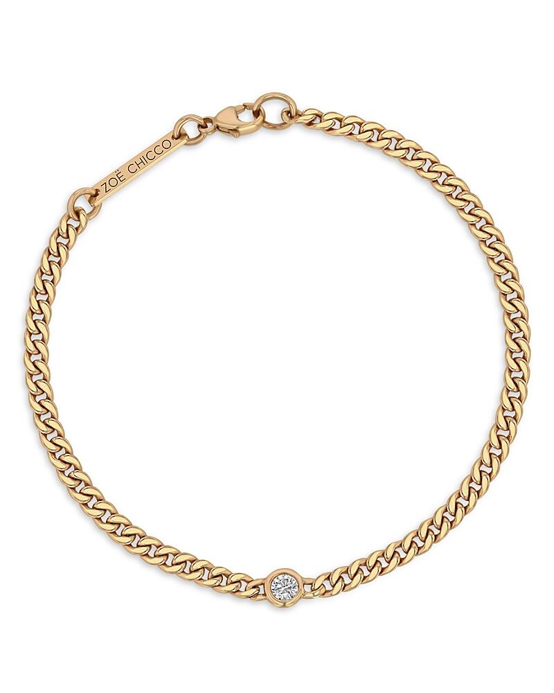 Zoe Chicco 14K Yellow Gold Floating Diamond Small Curb Chain Bracelet Cover