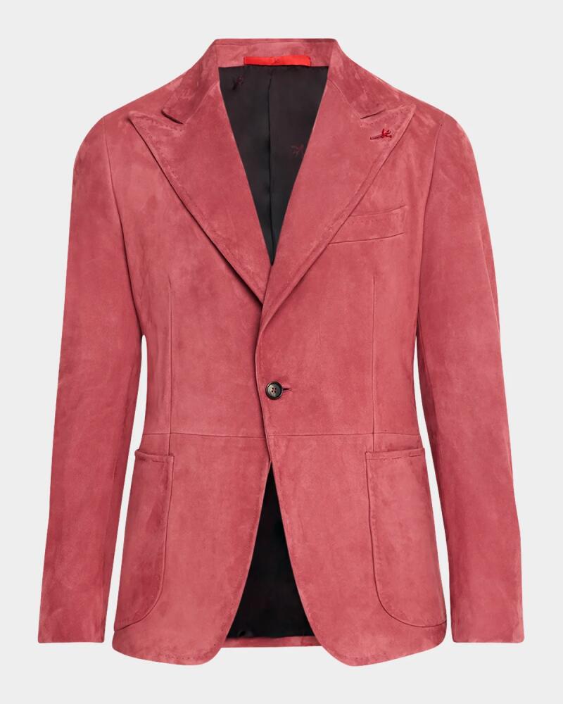 Isaia Rose Suede Single-Breasted Blazer Cover