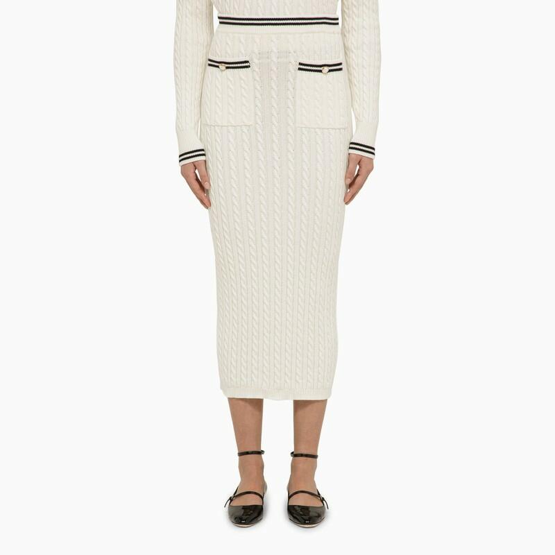 Alessandra Rich White cotton plaited midi skirt Cover