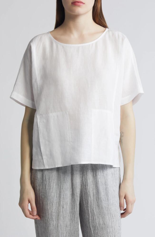 Eileen Fisher Boxy Ballet Neck Organic Linen Top in White Cover