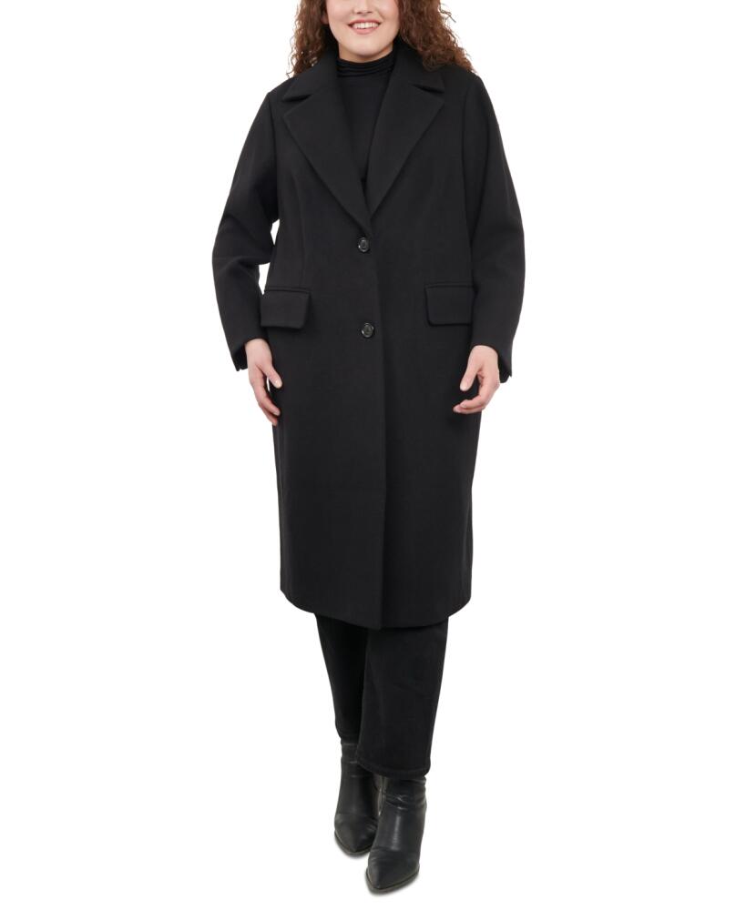 Michael Michael Kors Plus Size Single-Breasted Coat, Created for Macy's - Black Cover