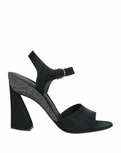 Ferragamo Woman Sandals Black Textile fibers, Kidskin Cover