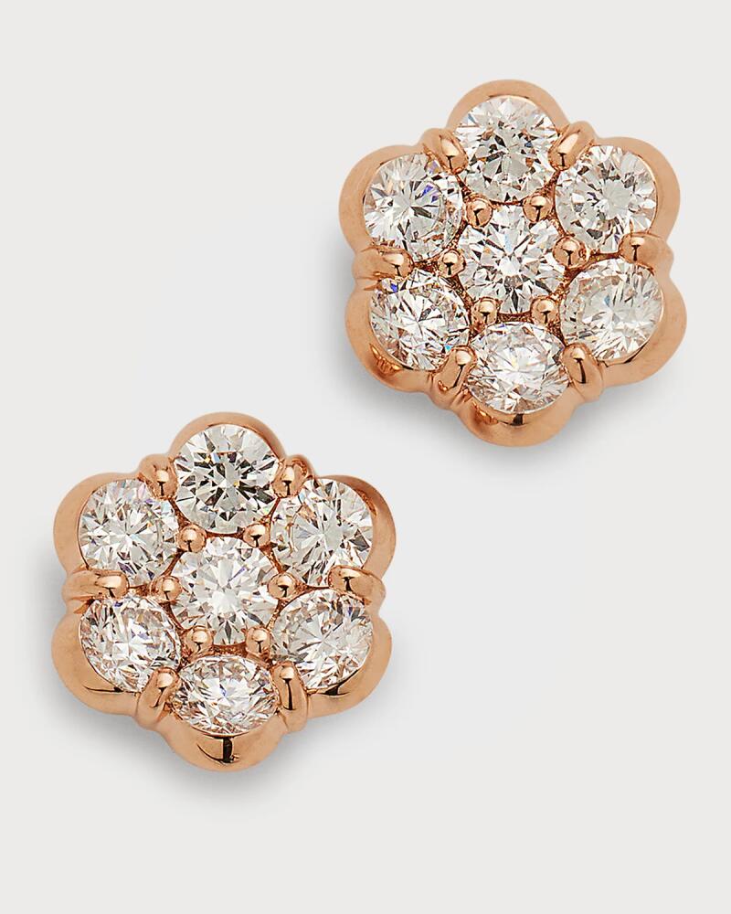 Bayco 18k Rose Gold Floral Diamond Stud Earrings Cover