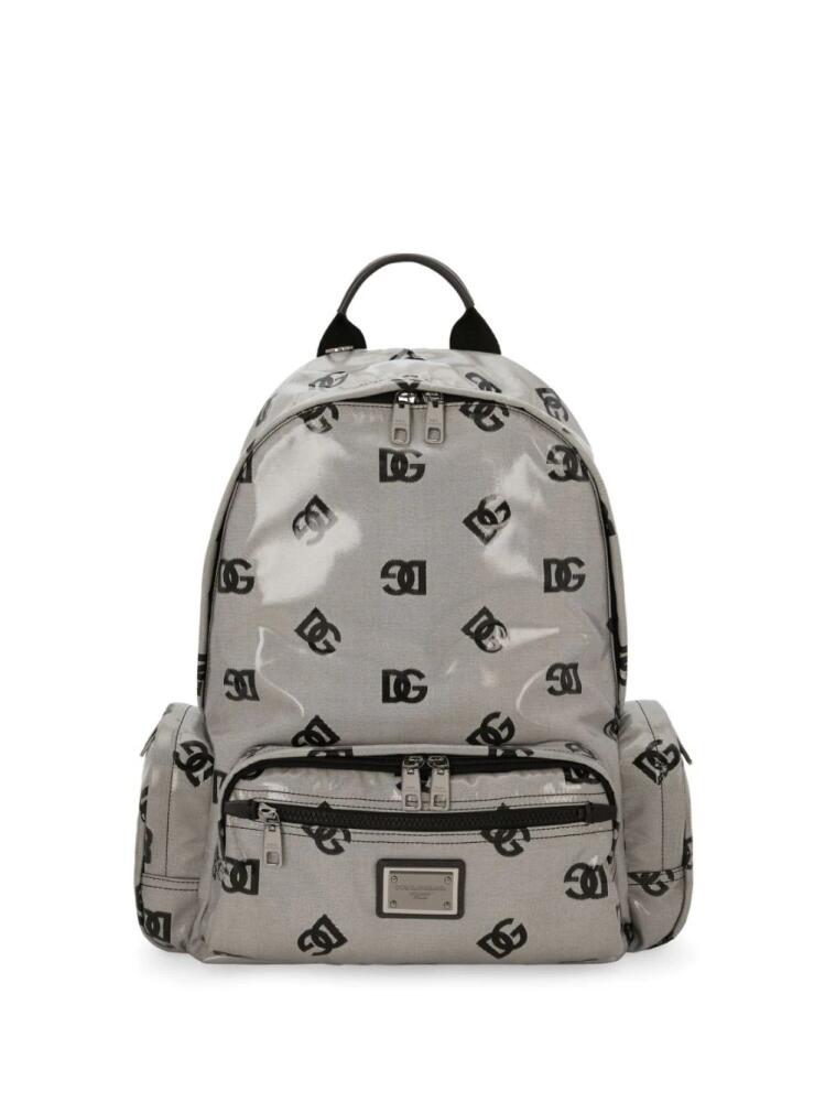 Dolce & Gabbana logo-print coated-finish backpack - Grey Cover