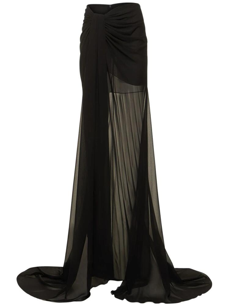 MÔNOT Draped Georgette Long Skirt W/ Train Cover