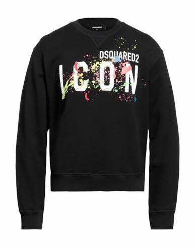 Dsquared2 Man Sweatshirt Black Cotton, Elastane Cover