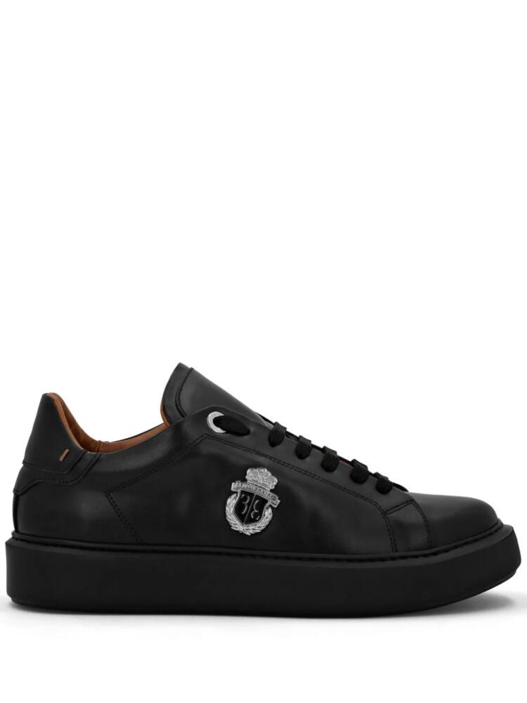 Billionaire logo-plaque leather sneakers - Black Cover