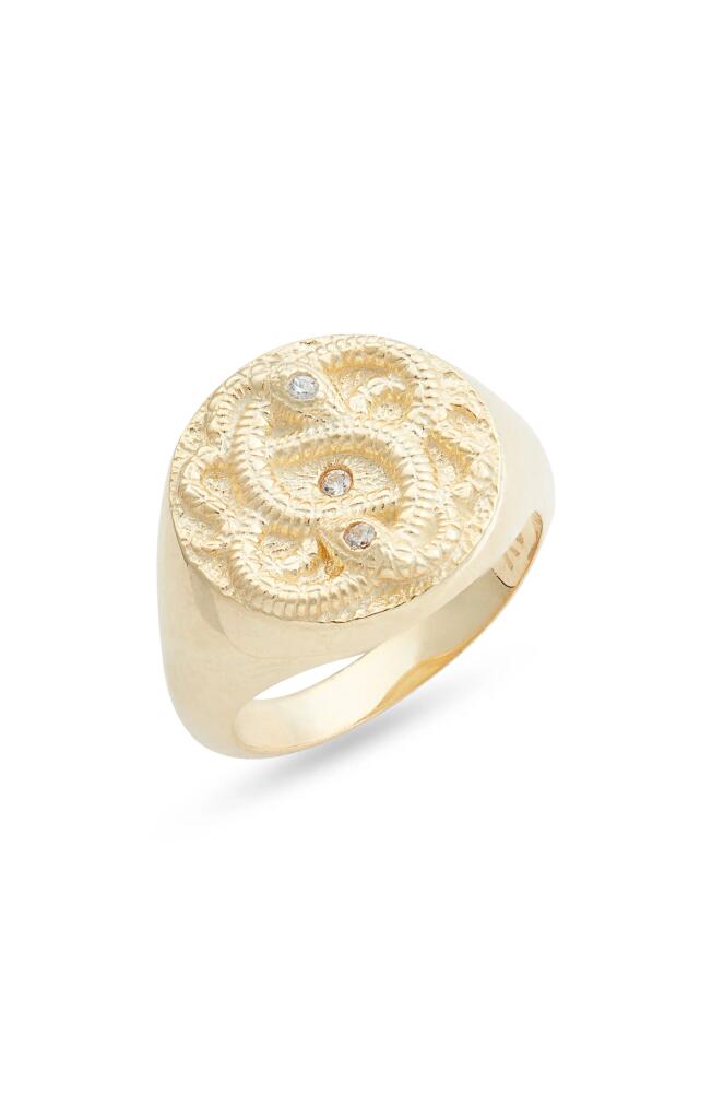 Argento Vivo Sterling Silver Signet Ring in Gold Cover