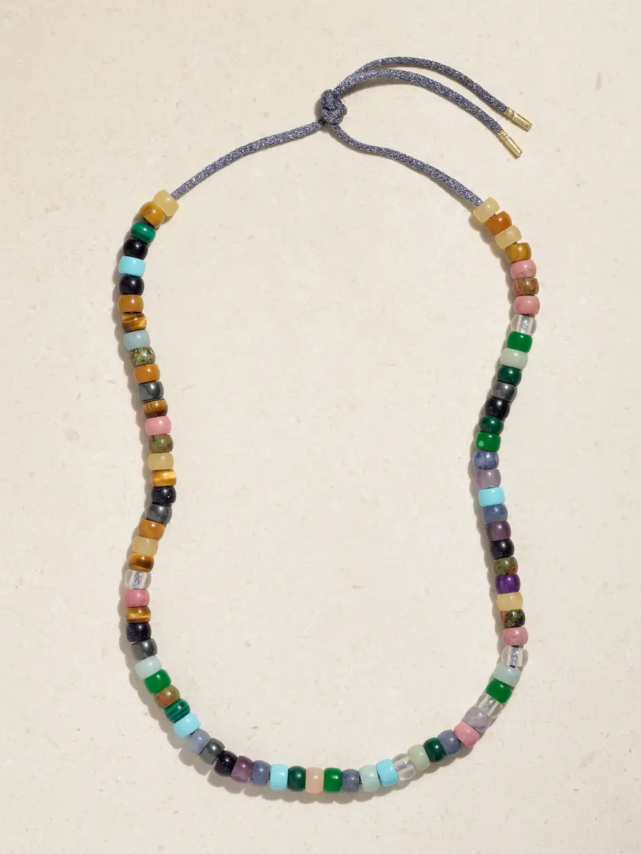 Carolina Bucci - Forte Beads Moonbow 18-karat Gold And Lurex Multi-stone Necklace Kit - Blue Cover